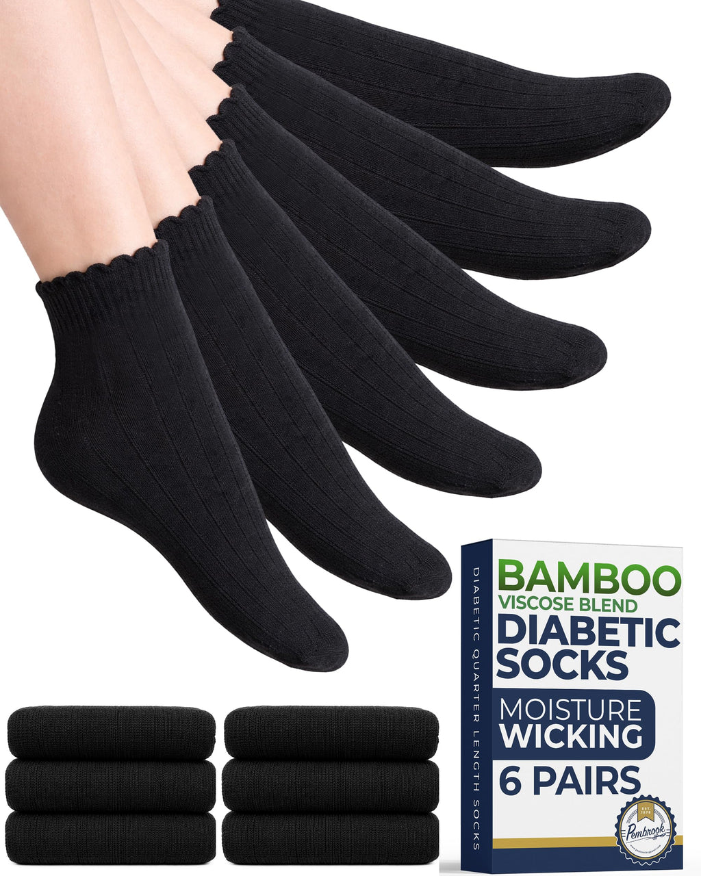Knit Bamboo Viscose Diabetic Socks 6 Pairs Z166311