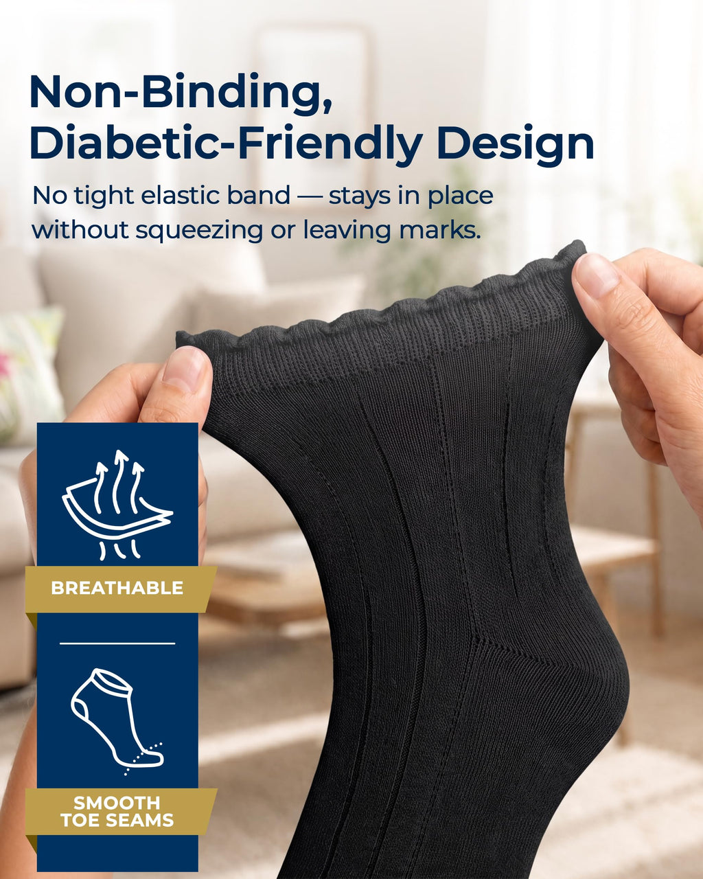 Knit Bamboo Viscose Diabetic Socks 6 Pairs Z166311