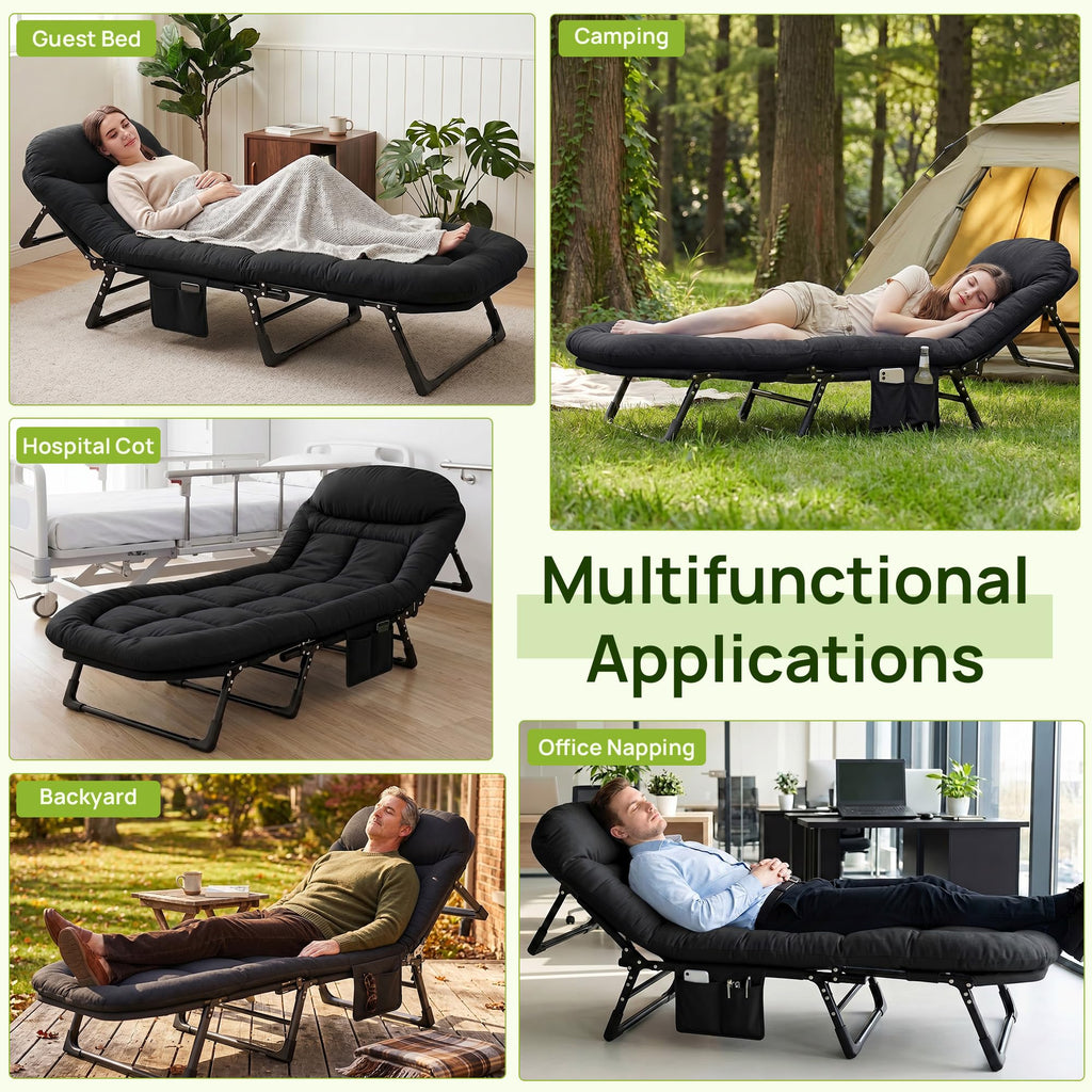 Black Camping Cot with Mattress L1229